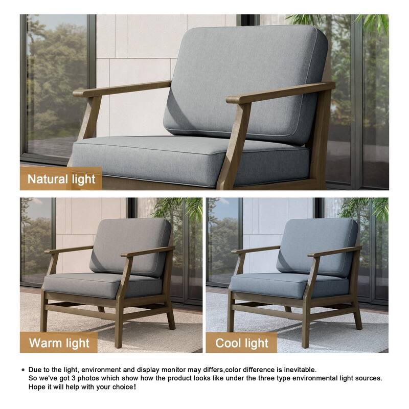 Teak Outdoor Patio Club Chairs Loveseat with Cushions