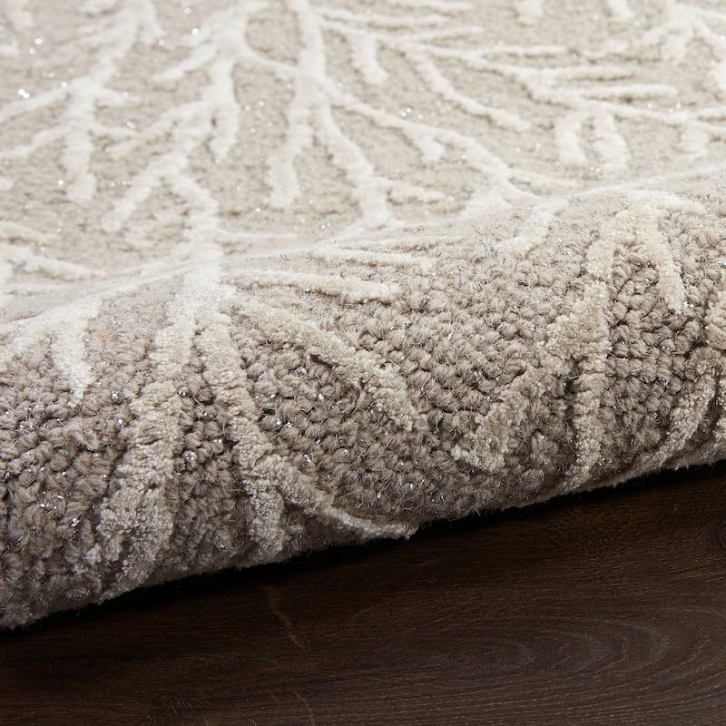 Michael Amini Star Contemporary Textured Botanical Abstract Glam Area Rug