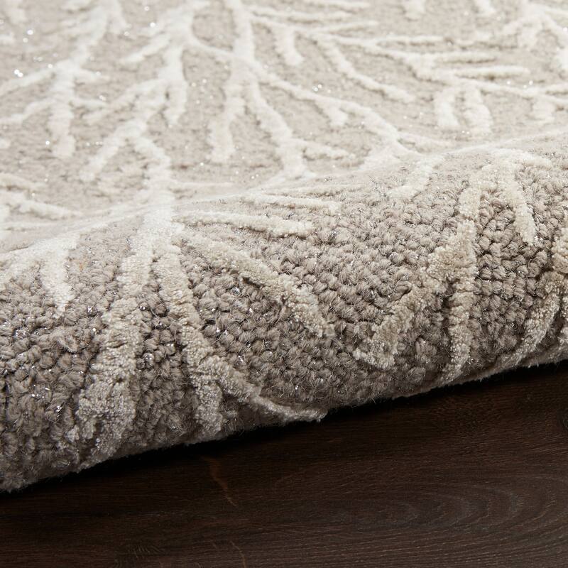 Michael Amini Star Contemporary Textured Botanical Abstract Glam Area Rug