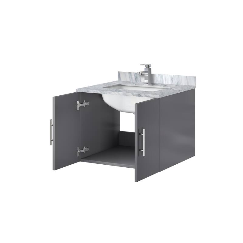 Geneva Bath Vanity Carrara Marble Top, Sink and Faucet