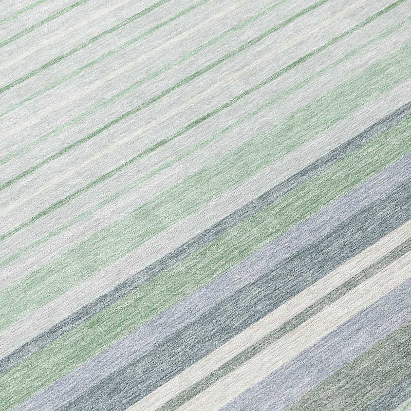Machine Washable Indoor/ Outdoor Modern Stripes Chantille Rug
