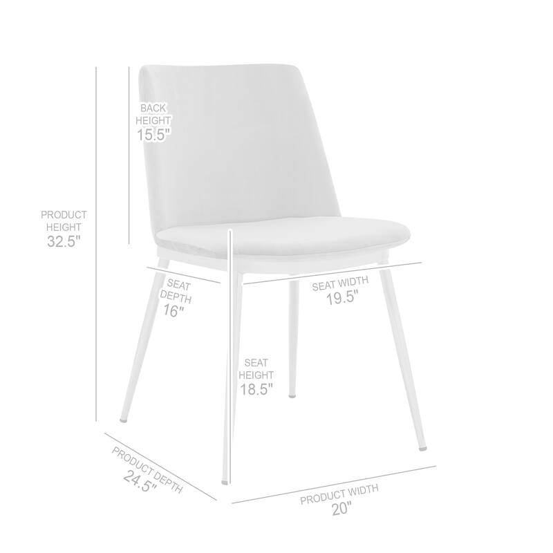 Messina Modern Velvet and Gold Metal Leg Dining Room Chairs - Set of 2