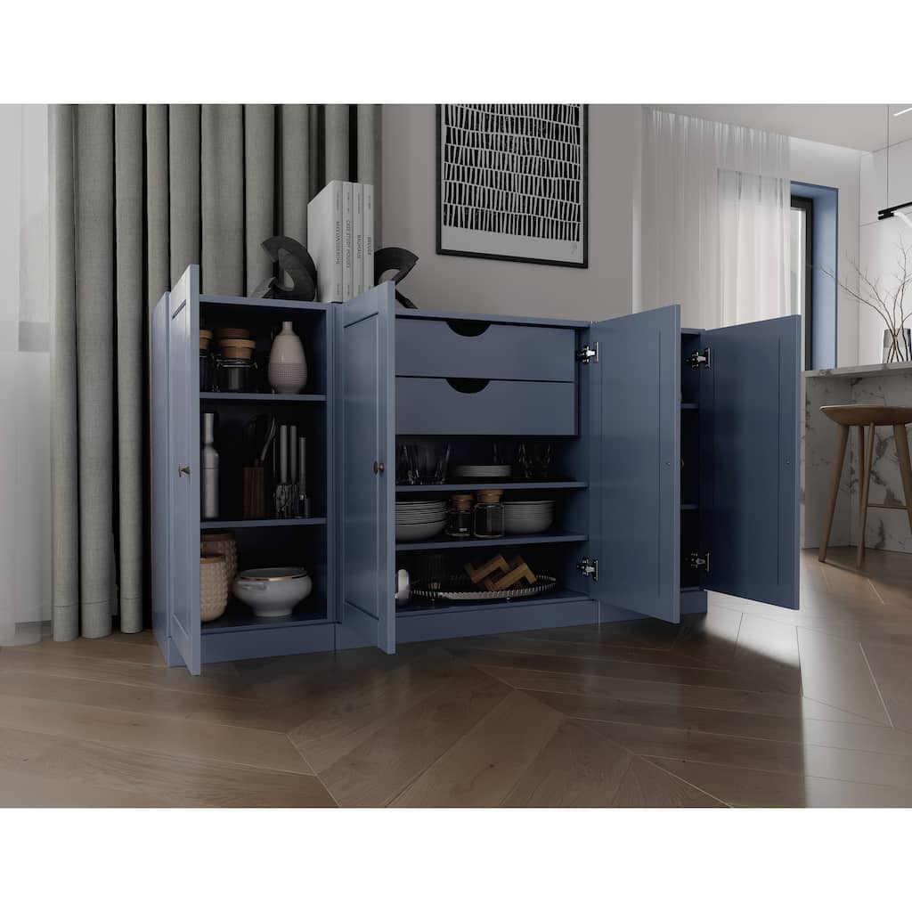 Palace Imports 100% Solid Wood 65" Sideboard with Solid Doors, 2-Drawers and Adjustable Shelves