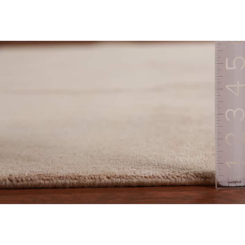Hand Knotted Oriental 100% Wool Carpet Modern Solid Peach Gabbeh Area Rug - 12' 7'' X 9' 1''