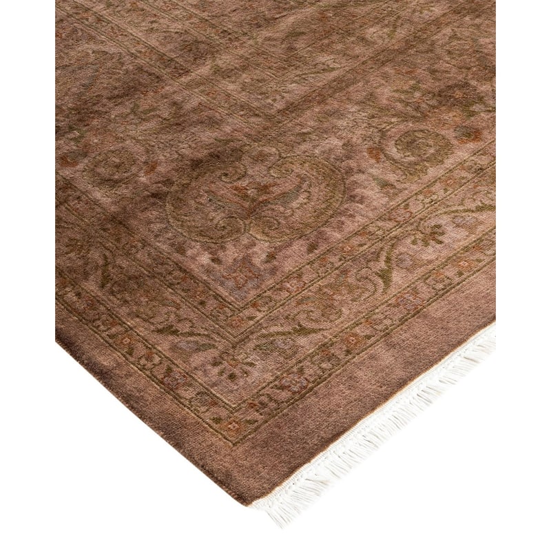 Overton Hand Knotted Wool Vintage Inspired Modern Contemporary Overdyed Brown Area Rug - 8' 2" x 10' 2"