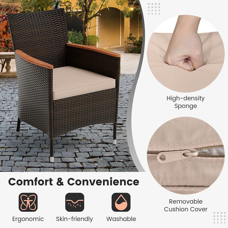 Gymax 9 Piece Patio Wicker Dining Set w/ Double-Sided Patio Coffee