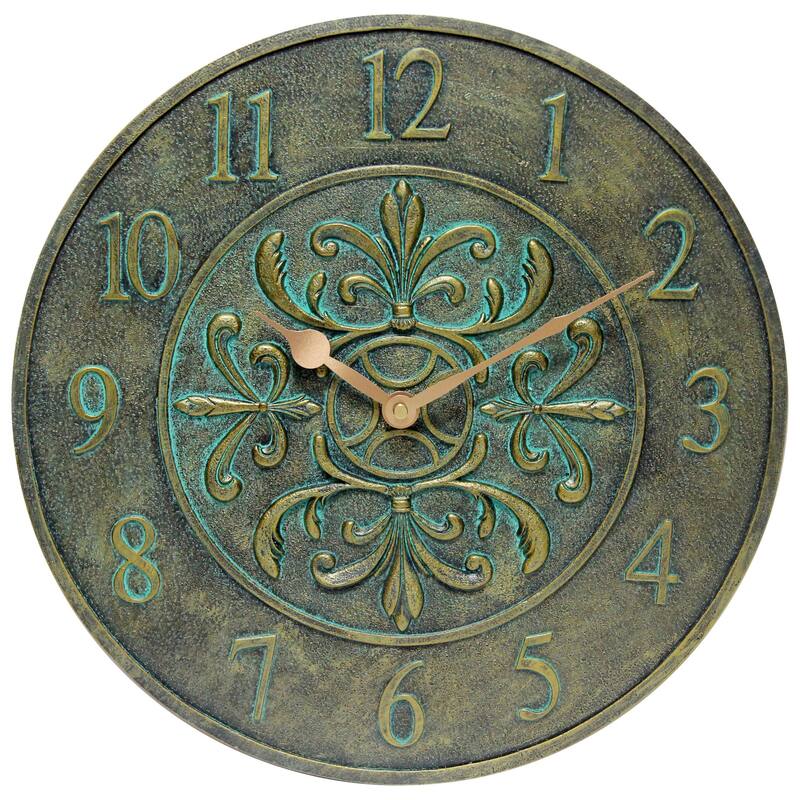 Blanc Fleur Wall Clock - 15 x 1.38 x 15 - 15 x 1.38 x 15 - Aged Bronze