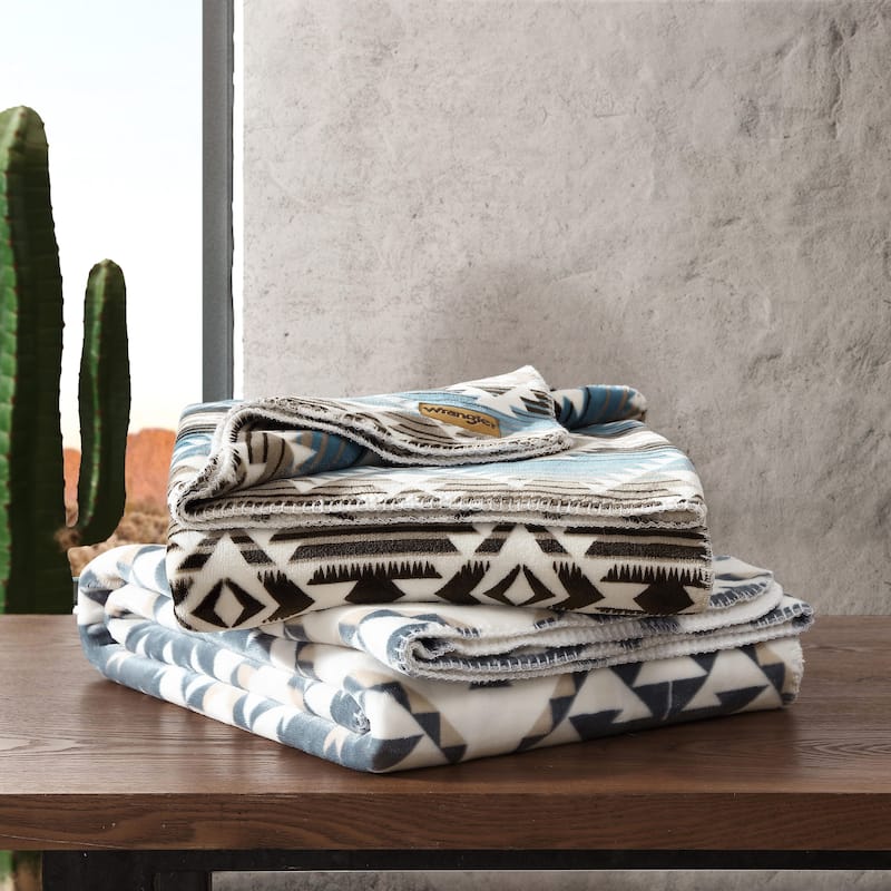 Wrangler Printed Reversible Ultra Soft Plush Throw Blanket