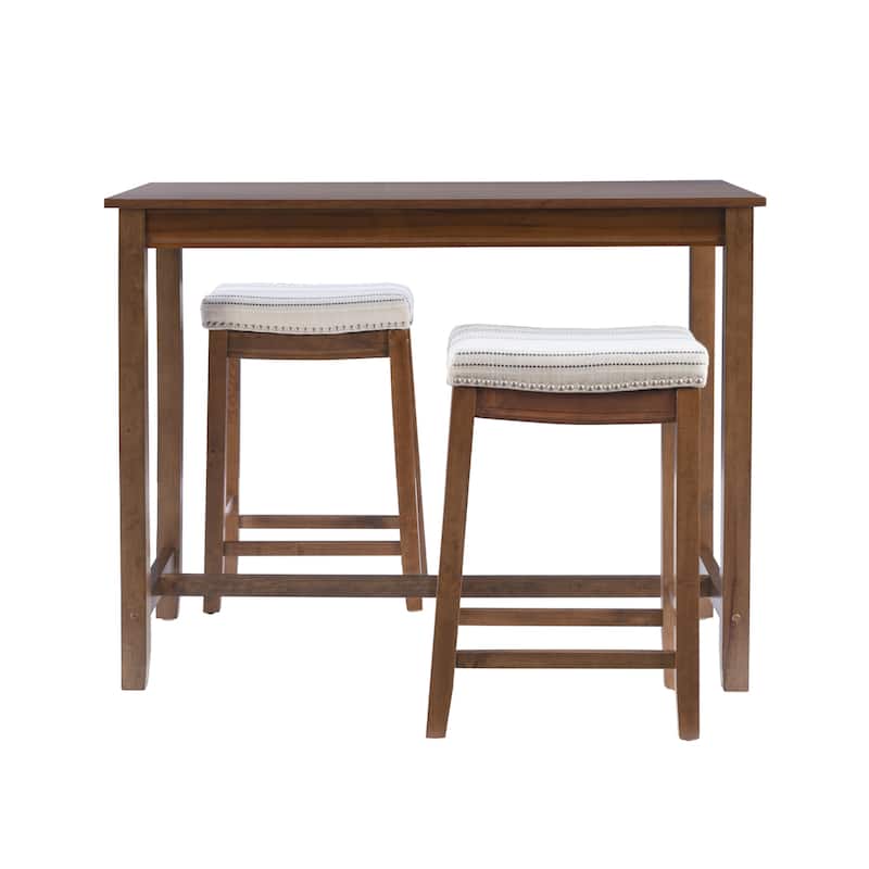 3-Piece Counter Table and Stools - 47.25" - Brown and Beige