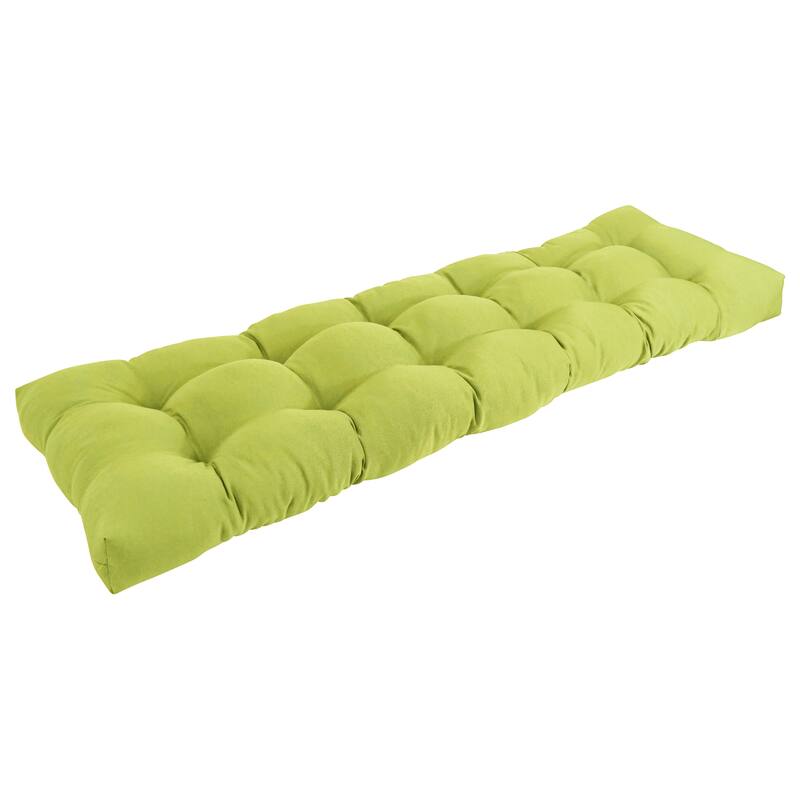 Solid Twill Tufted Indoor Bench Cushion (Multiple widths from 42 to 60 inch) - 60" wide - Mojito Lime