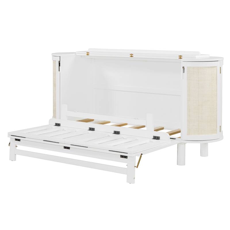 Modern Woven Design Murphy Bed with Hidden Storage