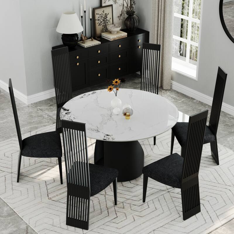 Modern Luxury Boucle Dining Chairs with High Back Design and Metal Legs