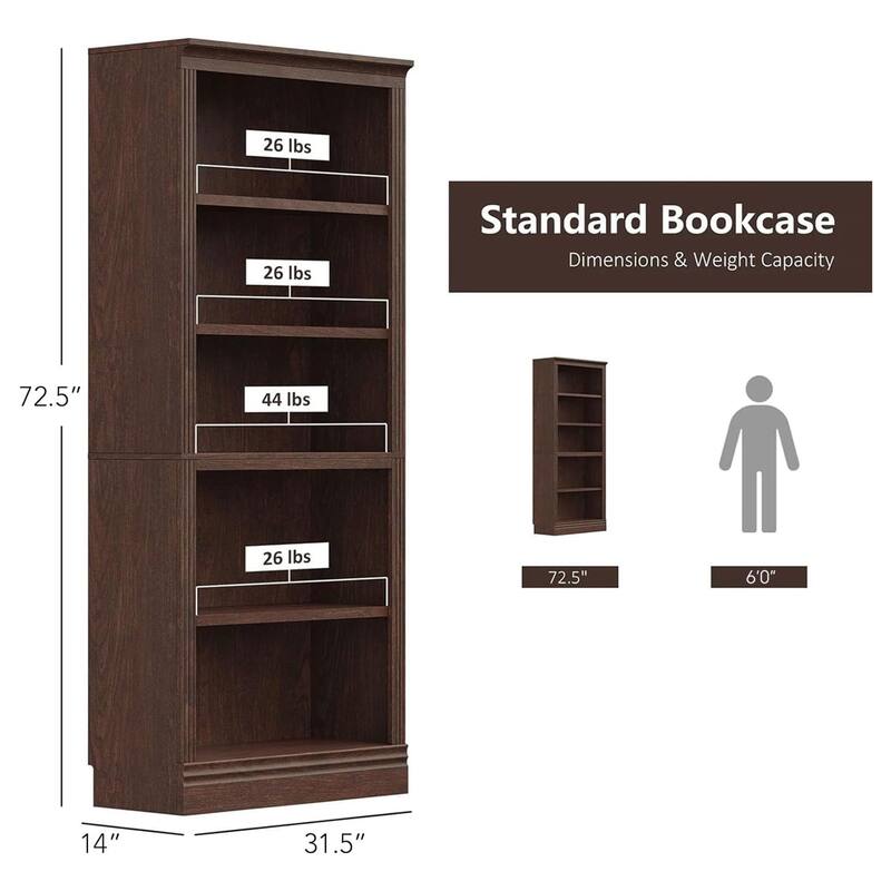 VAUXHILL & CO. Halston Standard Bookcase Adjustable Open Shelving Unit, Cherry - 73.2