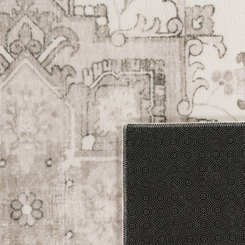 Vintage Designer Rug Bordered with Faded Oriental Look