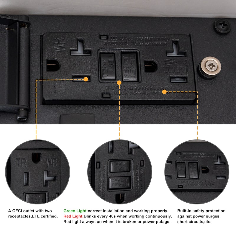 C Cattleya Matte Black Outdoor Wall Light with Water Glass and GFCI Outlet