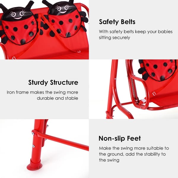 Shop Black Friday Deals On Costway Kids Patio Swing Chair Children Porch Bench Canopy 2 Person Overstock 16733396