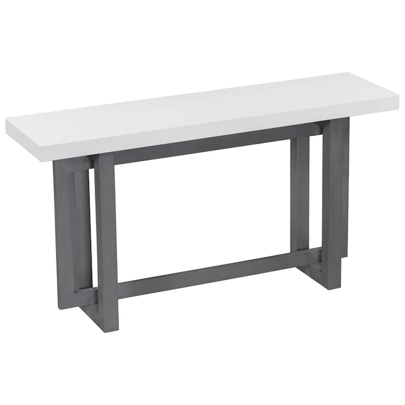 Modern Console Table Sofa Table with Concrete Top, 59'' Long Accent Entryway Table