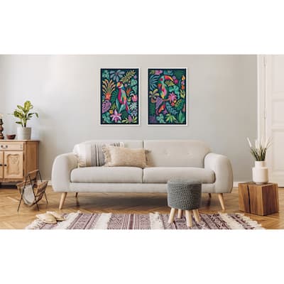 Kate and Laurel Sylvie Beaded Parrot Toucan Canvas Set by Rachel Lee