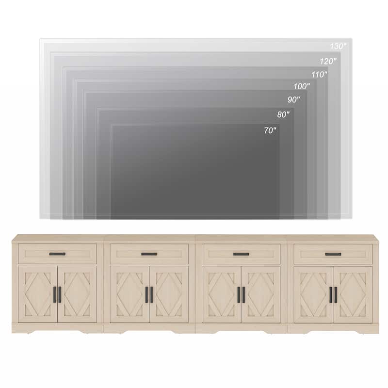 Farmhouse Entertainment Center with Storage Barn Door Cabinet for 50"-130" TVs