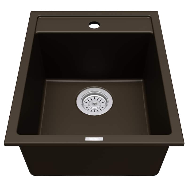 Karran QT-825 Drop-in 15-3/4" Single Bowl Quartz Composite Kitchen Sink - Brown
