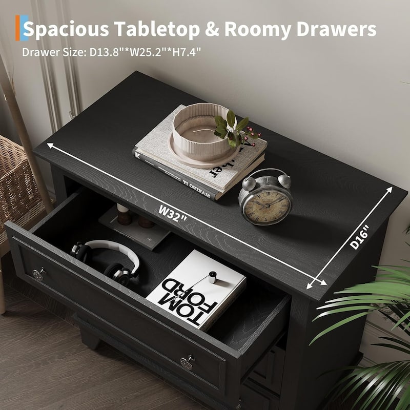 3 Drawer Dresser, Wooden Storage Chest of Drawers for Bedroom, Living Room, Hallway