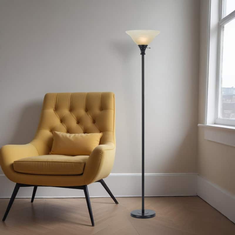 71-Inch Torchiere Floor Lamp with Frosted Glass Shade and Dimmable Light - 13.25” x 13.25” x 71”