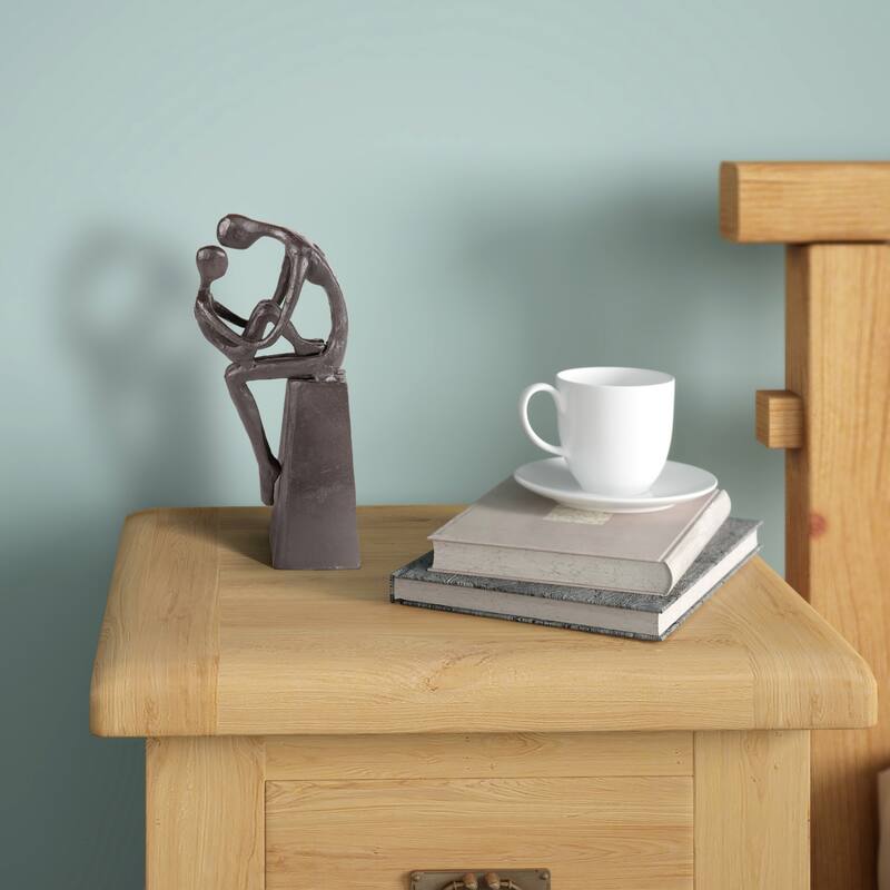 Cast Iron Mother and Child Figurine - 9" - Brown