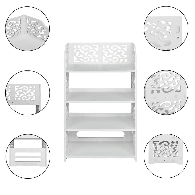 White 4-tier Shoe Rack Organizer Storage Shelf