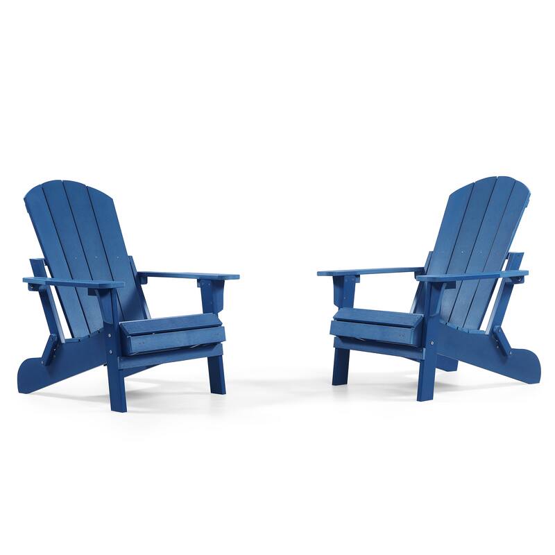 Seaton Folding Poly Adirondack Chair with Pull-out Ottoman, Set of 2