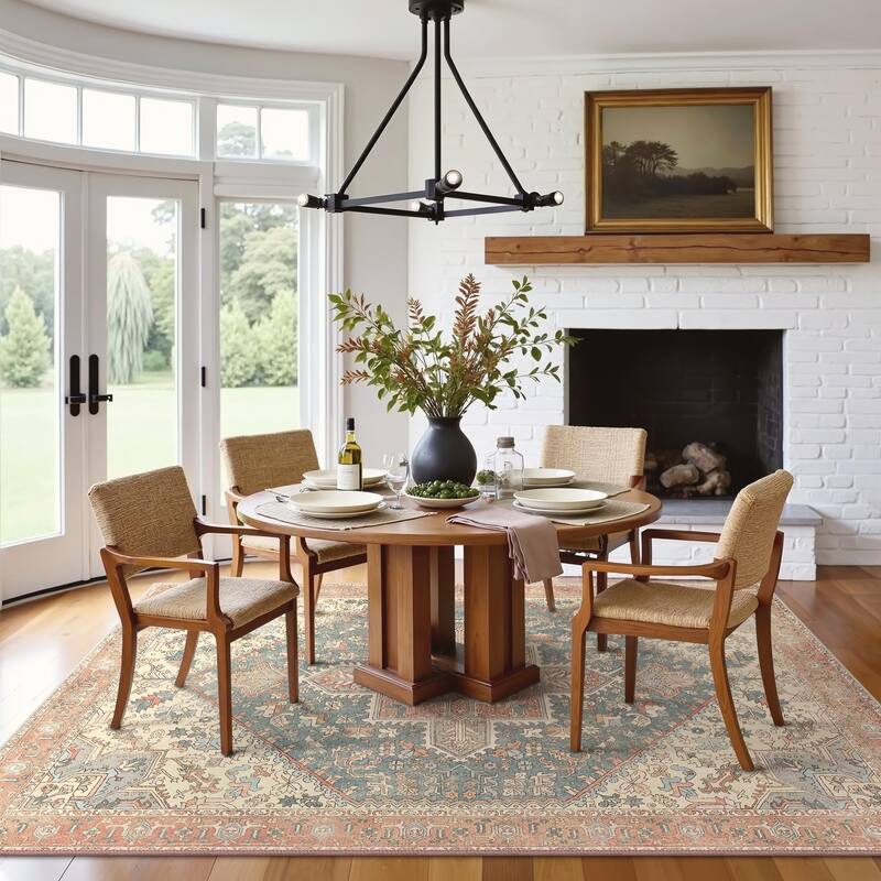 Mcow Vintage Boho Distressed Chenille Low-Pile Area Rug