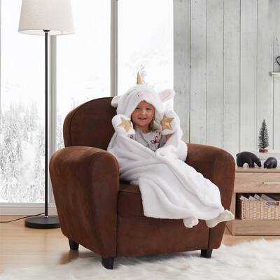 Bearpaw Kids Unicorn White Plush Hooded Throw