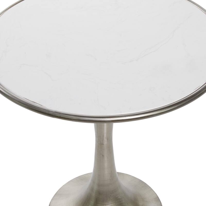 Metal Accent Table with White Marble Top - Silver - Roche River Decor