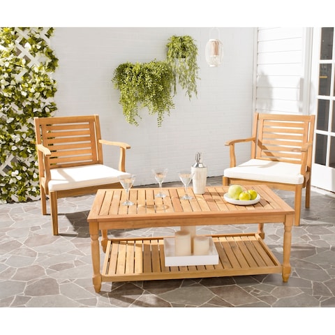 SAFAVIEH Outdoor Living Oakley Brown Acacia Wood Coffee Table - 43.3" x 23.6" x 16.5"