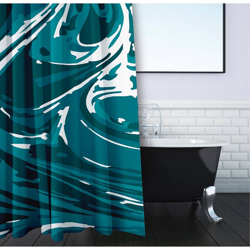 71 x 74-inch Marble Geometric Print Shower Curtain