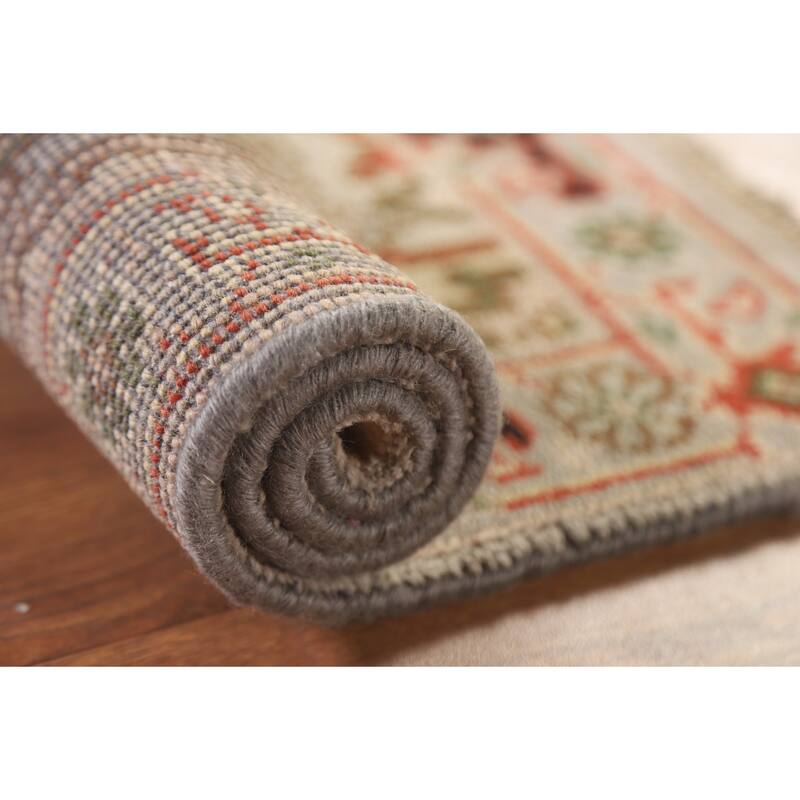 Hand Knotted Oriental 100% Wool Carpet Traditional Medallion Greys & Charcoal Heriz (serapi) Area Rug - 3' 0'' X 2' 0''