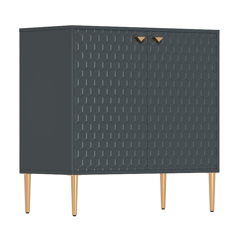 Hexagonal Pattern 2-door Storage Cabinet Buffet Cabinet Sideboard
