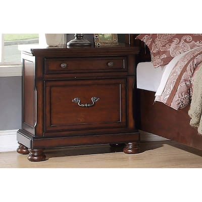 Traditional Formal Look 1pc Nightstand Storage Space Bedside Table Plywood Veneer Bedroom Furniture