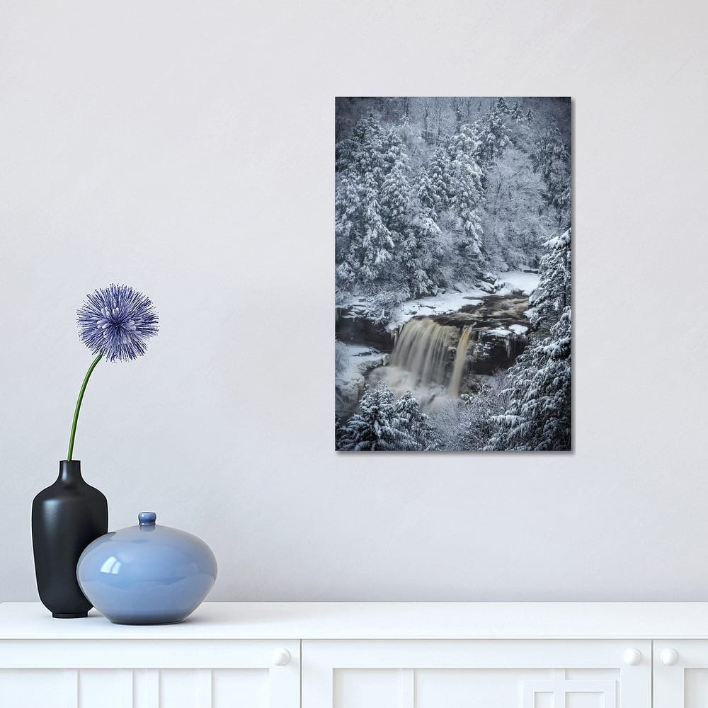 iCanvas "USA, West Virginia, Blackwater Falls State Park. Forest and waterfall in winter." by Jaynes Gallery Canvas Print