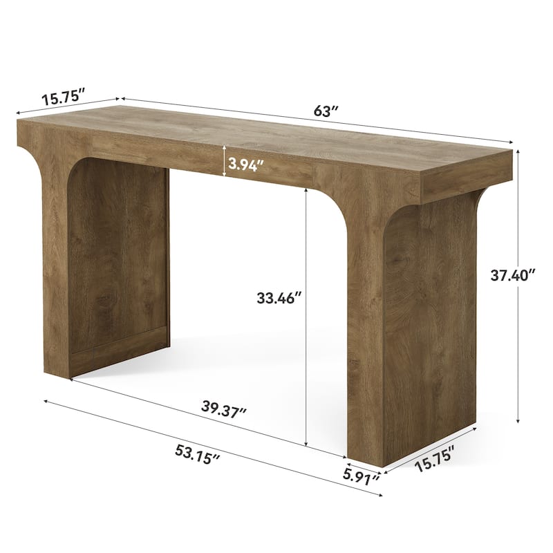 63-Inch Long Bar Table, Farmhouse Counter Height Pub Table