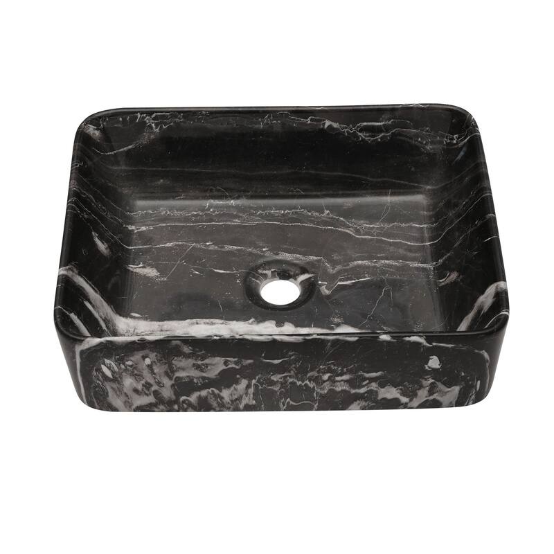 Lordear 19"x15" Rectangular Marble Ceramic Bathroom Vessel Sink