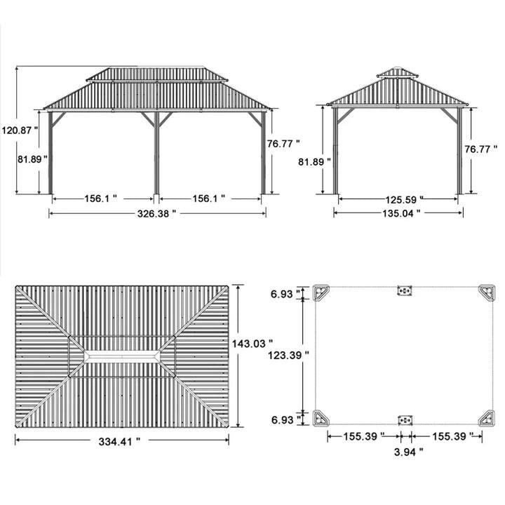 PURPLE LEAF Outdoor Galvanized Steel Hardtop Gazebo, Aluminum Frame Gazebo With Curtains