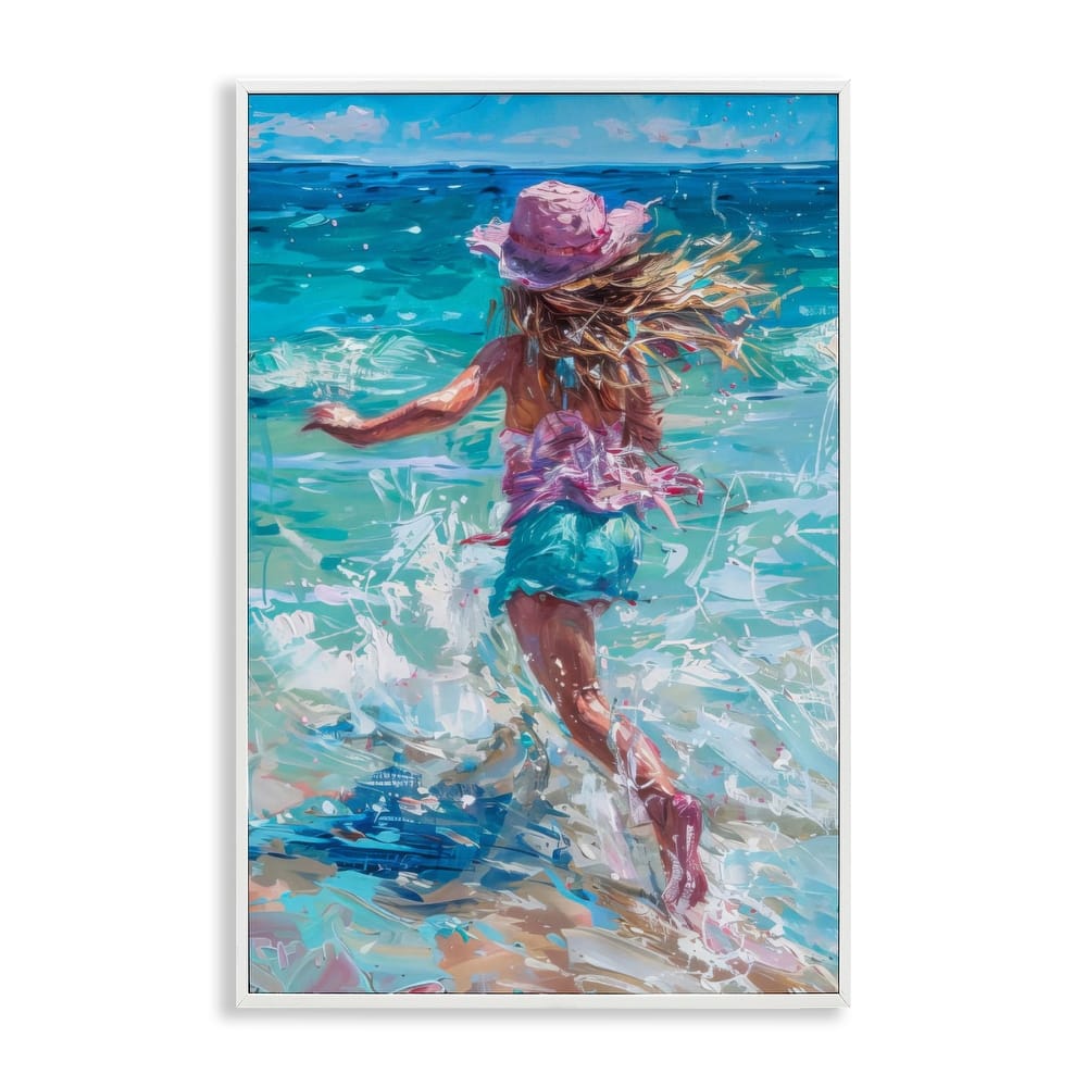 Stupell Summer Beach Fun Girl Framed Giclee Art Design By LSR Design Studio