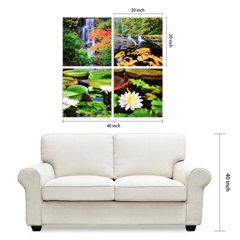 "Amazon's Water Lilies" Frameless Free Floating Reverse Printed Tempered Glass Nature Scapes Wall Art