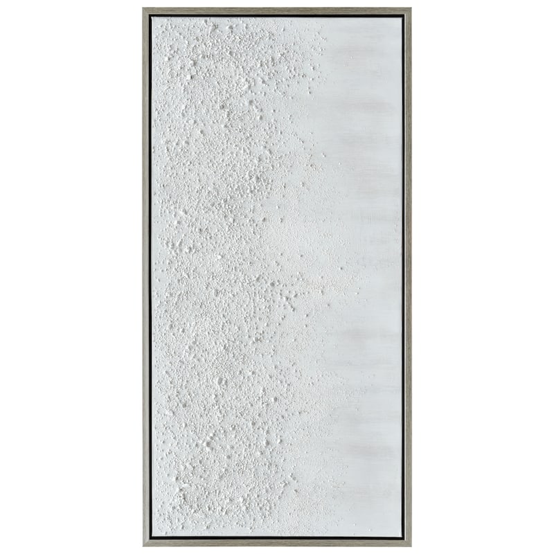 White Snow B Textured Glitter Hand Painted Canvas Framed Wall Art