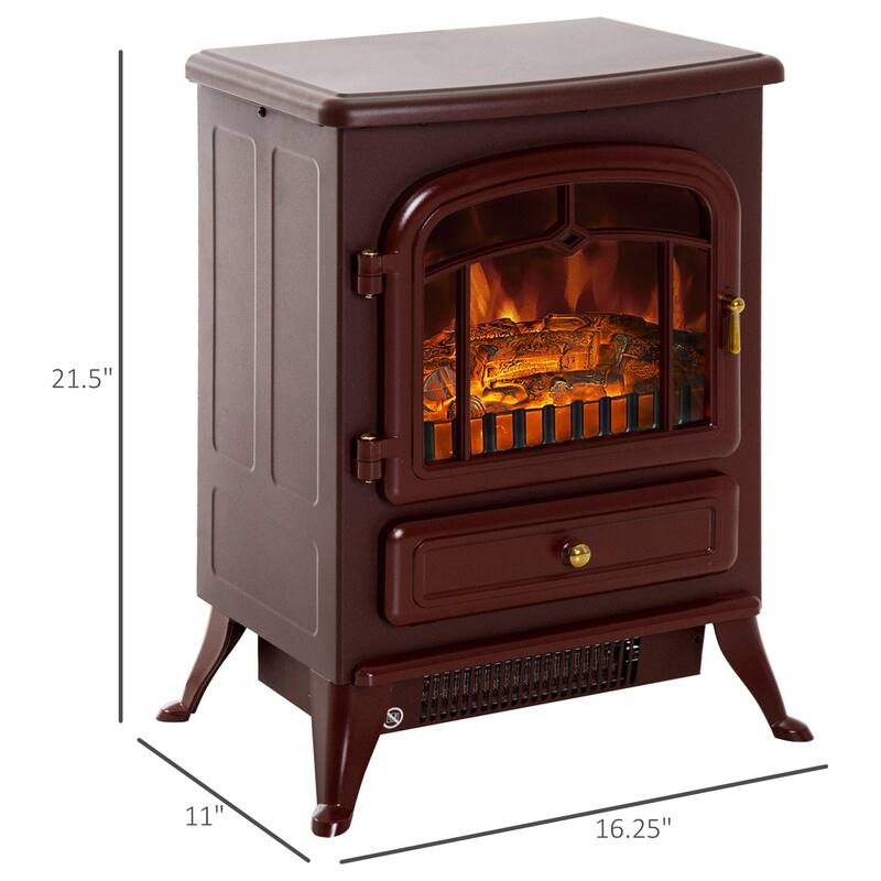 HOMCOM 1500W Portable Electric Fireplace Heater with 216 Sq. Ft. Radius