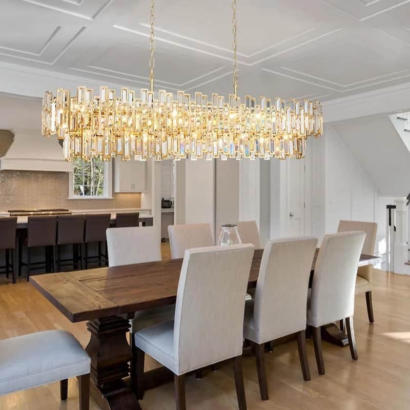 KAYLA 24in Chandelier 10-Light Crystal Chandelier - 55.1in - Gold