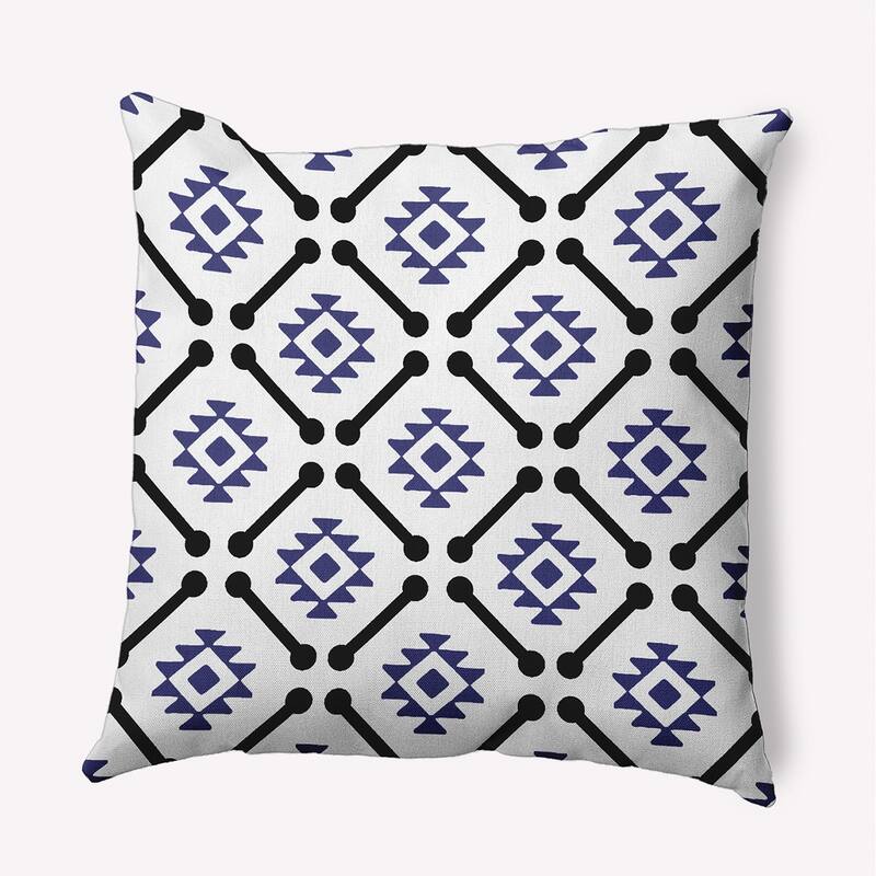 Modern Tribal Pattern Indoor/Outdoor Throw Pillow - Purplish Blue - 18" x 18"