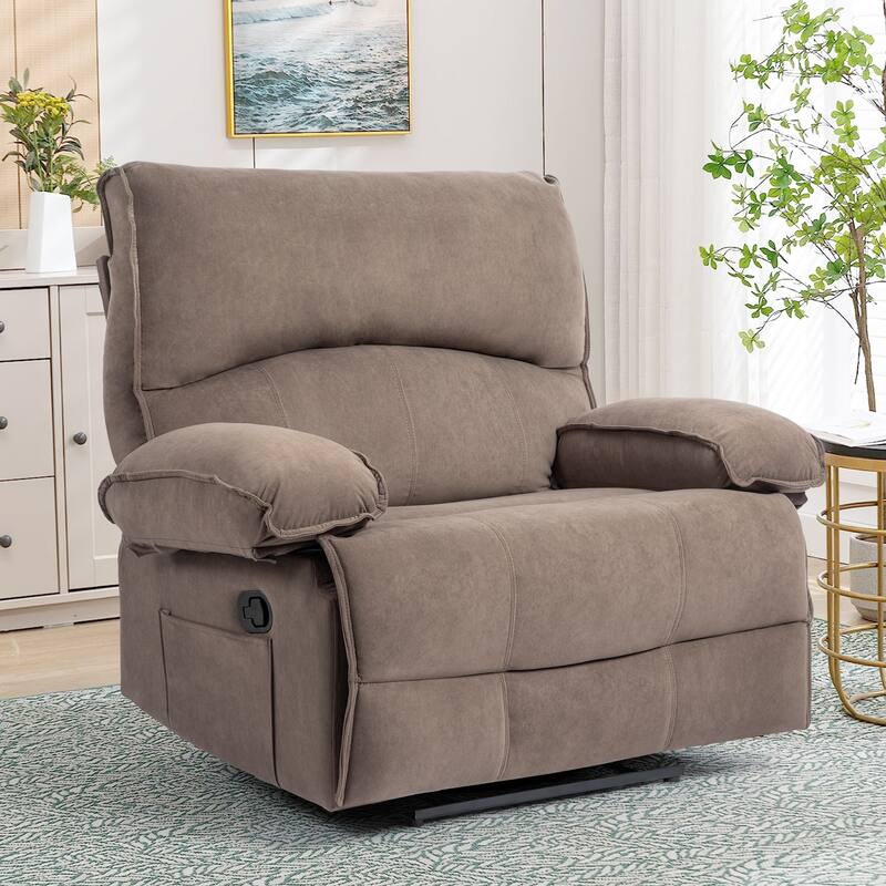 Push‑Back Recliner Chair with Massage Pillow & Wide Seat - Brown