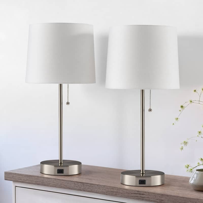CO-Z Brushed Nickel Table Lamp with USB Set of 2