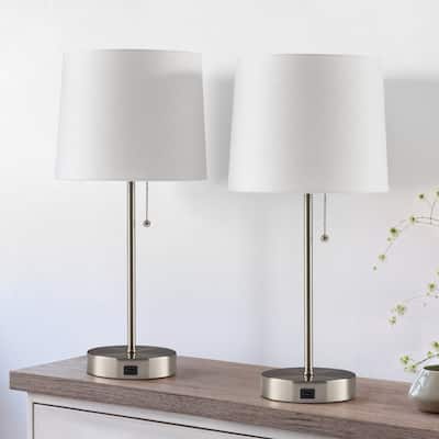 CO-Z Brushed Nickel Table Lamp with USB Set of 2